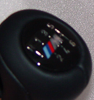 BMW OEM 6 Speed E82 E88 1 Series M Emblem Shift Knob Black Leather Orange Stitch