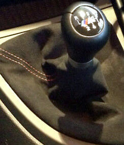 BMW OEM 6 Speed E82 E88 1 Series M Emblem Shift Knob Black Leather Orange Stitch