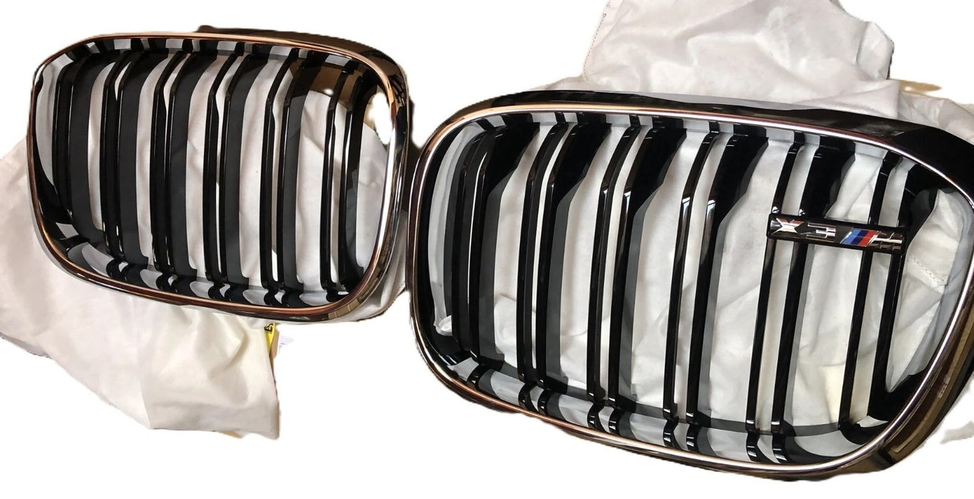BMW OEM 2018-2021 G01 F97 X3 Front Grille Pair Chrome & Gloss Black Brand New
