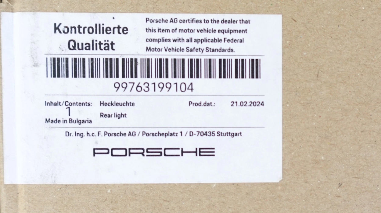 Porsche OEM 997.2 911 Turbo 2009-2012 LED Clear Left Taillight US Spec New