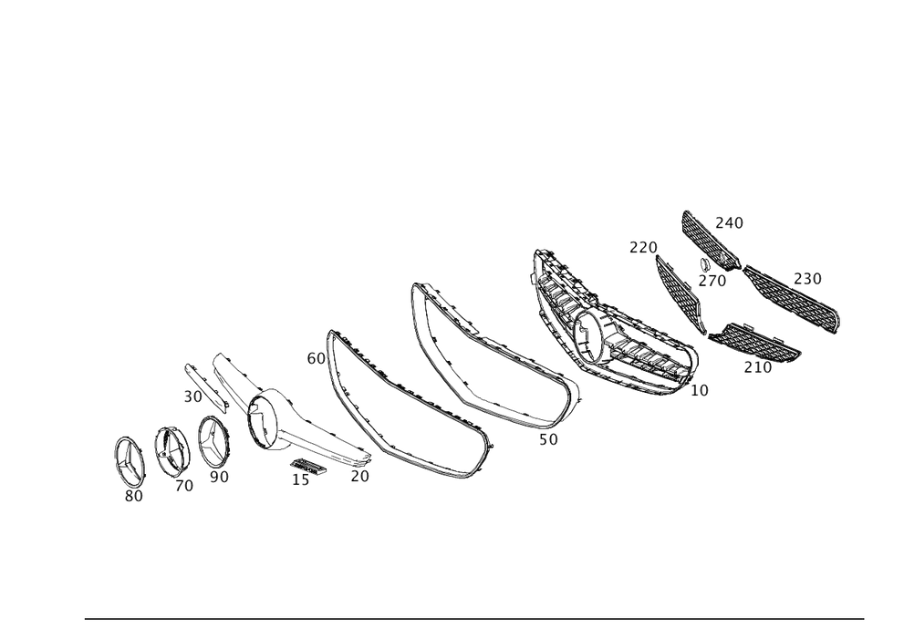 Mercedes OEM Black Night Package Front Grille A217 C217 AMG Coupe Convertible 2014-2017