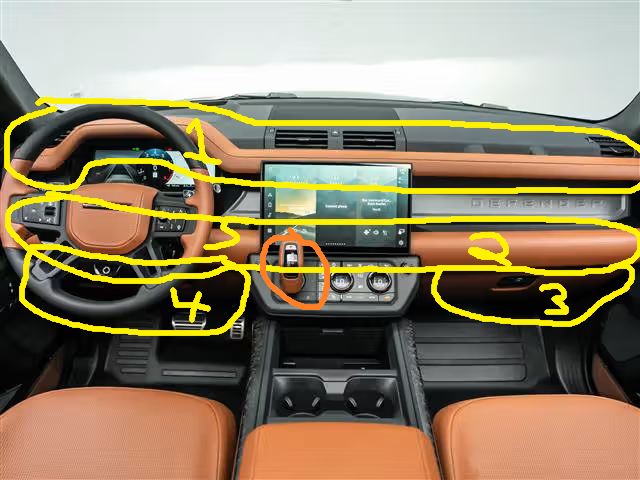 Land Rover OEM Defender L663 90 110 130 OCTA Version Burnt Sienna Dashboard & Glovebox 5 Piece Set