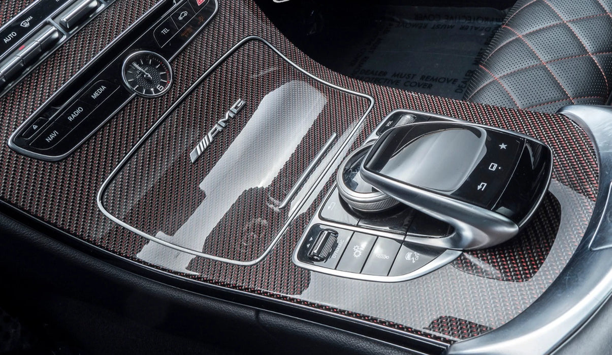 Mercedes-Benz Genuine A205 C205 W205 AMG Red Carbon Fiber Center Console Trim