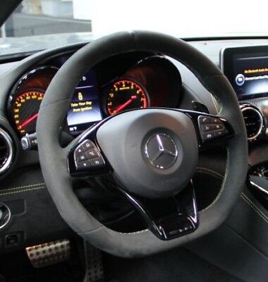 Mercedes-Benz OEM C190 AMG GT Alcantara Microfiber Yellow Trimmed Steering Wheel