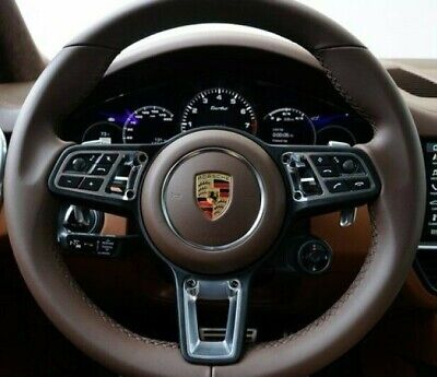 Porsche OEM 9Y0 Cayenne 2018+ Truffle Brown Leather Steering Wheel Brand New