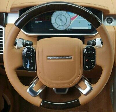 Range Rover OEM L405 2013+ Shadow Walnut & Tan Leather Heated Steering Wheel New