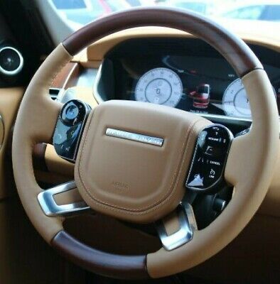 Range Rover OEM L405 2018+ Santos Palisander & Tan Leather Heated Steering Wheel