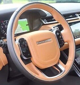 Range Rover Velar L405 L494 Ebony & Tan Heated Steering Wheel With Chrome Ring