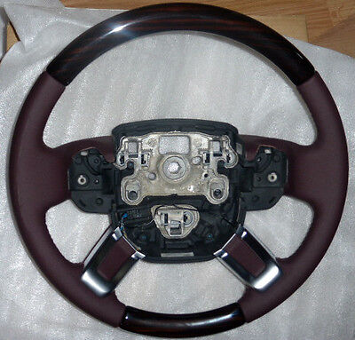 Range Rover L405 2013+ Dark Cherry Leather & Macassar Wood Heated Steering Wheel