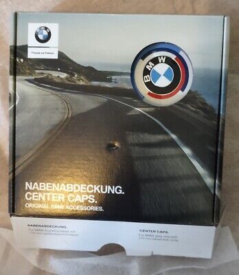 BMW OEM 50 Year 56mm Blue Red White Roundel Wheel Center Cap Set G Generation
