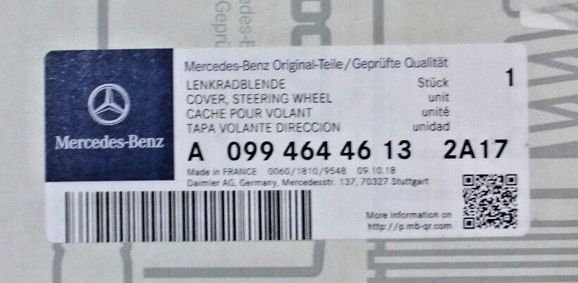 Mercedes-Benz OEM C217 W222 C292 W166 W205 AMG Chrome Steering Wheel Trim Cover