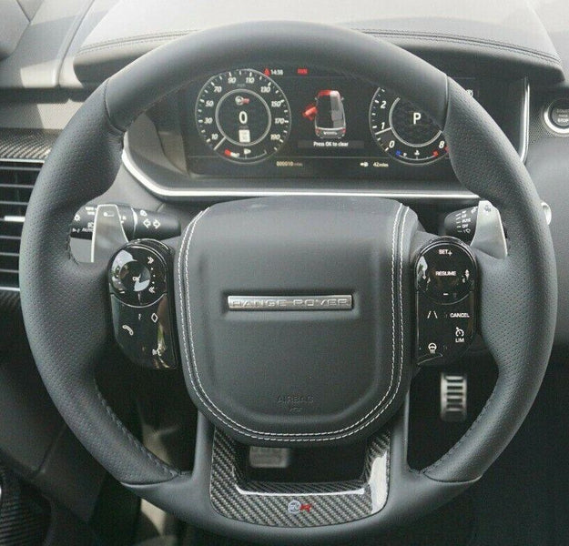 LED Shift Light Carbon Fiber Steering Wheel For Range Rover Sport/Velar/Evoque (L494/L560/L551) - Flat Bottom, LCD Display - View #4