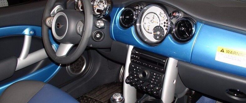Mini OEM R52 R53 Blue Red Yellow Interior Dashboard 3 PIece Trim Kit Brand New