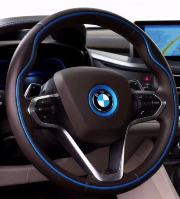 BMW OEM I12 I15 i8 Exclusive Natural Leather W/ Blue Accent Steering Wheel HALO