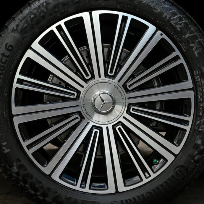 Maybach OEM W167 X167 GLE GLS 22" Silver & Black Multi-Spoke Wheel & Cap Set New