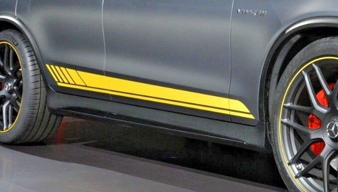 Mercedes-Benz OEM W253 GLC 63 AMG Side Skirt Assemblies With Black Inserts New