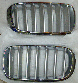 BMW OEM 2014-2018 F15 X5 F16 X6 Pure Experience Titanium Front Grille Pair New