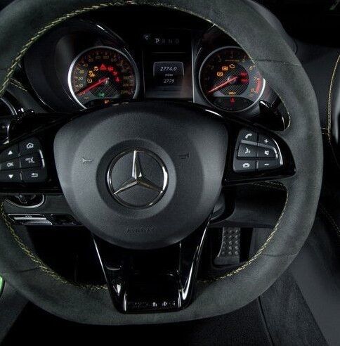 Mercedes-Benz OEM C190 AMG GT Alcantara Microfiber Yellow Trimmed Steering Wheel