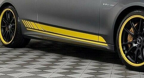 MB OEM Edition 1 A205 C205 W205 C63 AMG Side Skirt Trim Inserts & Decals Yellow