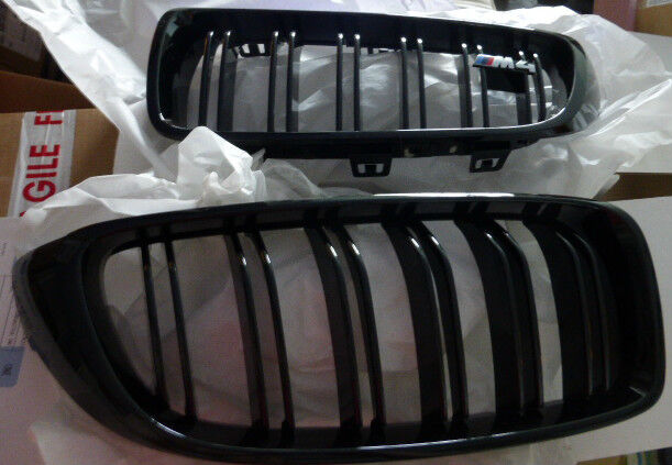 BMW OEM F32 F33 F36 4 Series M4 Front Grille Pair M Performance Gloss Black NEW