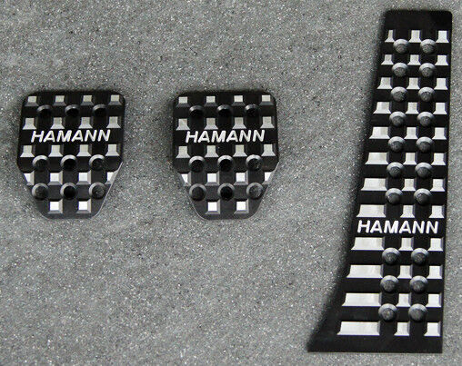 BMW Hamann Brand OEM Black Anodized Aluminum Manual 3 Piece Pedal Pad Set New