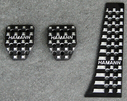 bmw aluminum pedals BMW Hamann Brand OEM Black Anodized Aluminum Manual 3 Piece Pedal Pad Set New