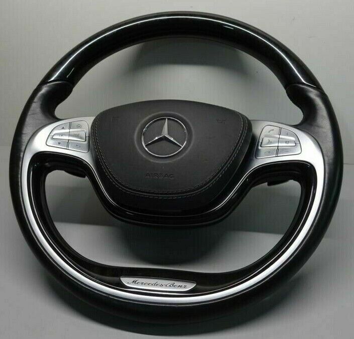 Mercedes-Benz OEM W222 S-Class 2014-16 Piano Black & Leather Steering Wheel New