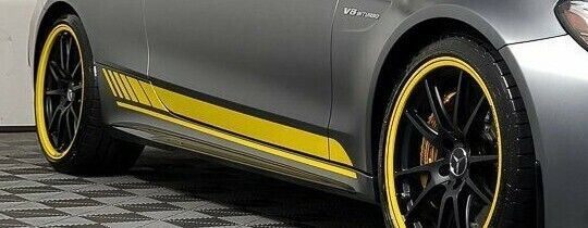 MB OEM Edition 1 A205 C205 W205 C63 AMG Side Skirt Trim Inserts & Decals Yellow