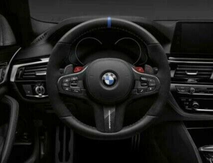 BMW OEM F90 M5 M Performance Alcantara & Carbon Fiber Steering Wheel Blue Stripe