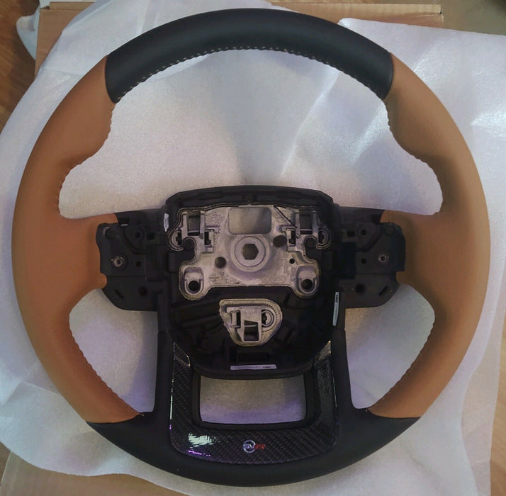 Range Rover Sport OEM L494 SVR Tan Non-Heated Steering Wheel With Carbon Fiber