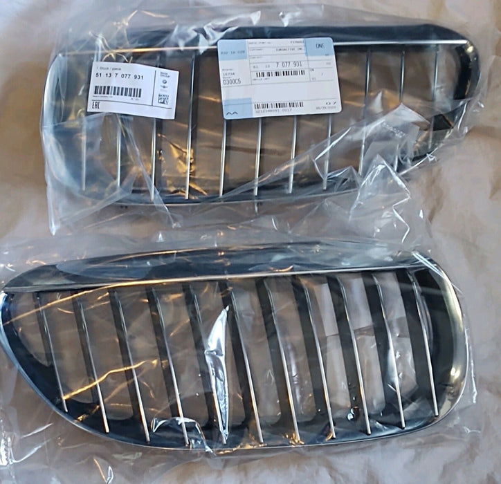 BMW Brand OEM E63 E64 M6 6 Series 2004-2011 Genuine Chrome Grille Pair NEW