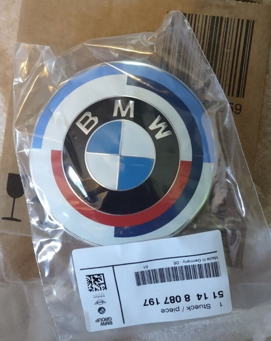 BMW OEM 50 Year 95mm Blue Red White Roundel Badge Emblem Front Rear Hood Trunk