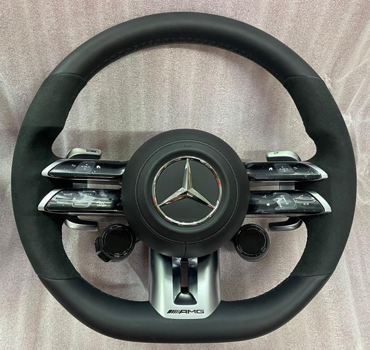 Mercedes-Benz OEM W223 S-Class 2021+ AMG Microfiber & Leather Steering Wheel New