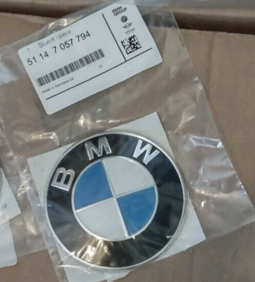 BMW OEM 82mm Roundel Badge Emblem Front Or Rear Hood Or Trunk No Grommet Version